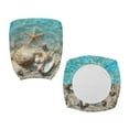 thumbnail image 3 of HELLHERO Beach Seashell Print Office Chair Cover, Starfish Print Elastic Fit Desk Computer Chair Slipcover, Removable Office Chairs Seat and Back Cover Set, Blue, 3 of 7