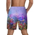 thumbnail image 4 of Uemuo Colorful Purple Cosmos Flower Pattern Mens Swim Trunks Quick Dry Board Shorts with Mesh Lining, Stretch Beach Shorts Quick Dry No-Chafing Board Shorts-XX-Large, 4 of 9