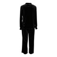 thumbnail image 5 of Women Velvet 2‑Piece Outfit Full Zip Stand Collar Jacket Drawstring Waist Wide Leg Pants Velour Loungewear Pant Suit Solid Color Fall Winter Tracksuit, 5 of 5