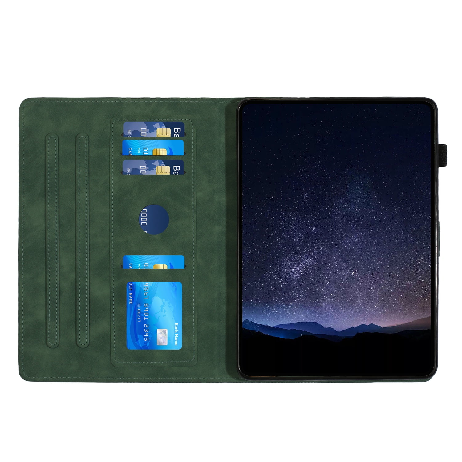Allytechgroup Slim Case for Apple iPad Pro 11" M4 2024, Premium PU Leather Folio Flip Cover Stand Anti-Scratch Cards Slots Pencil Holder Smart Case Cover Auto Sleep Wake, Green