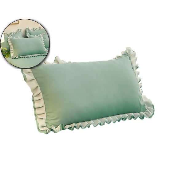 Dual Tone Ruffle Pillow, Ruffled Fringe Design Pillow Cases Soft & Breathable, Decorative Pillow Covers, 18.8×29.1 Inch