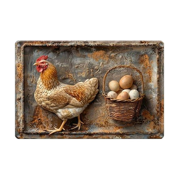 Vintage Chicken And Fresh Eggs Metal Sign Rustic Wall Decor Wall Decoration Creative Wall Decoration 2D 20x30cm 7.9x11.8inch