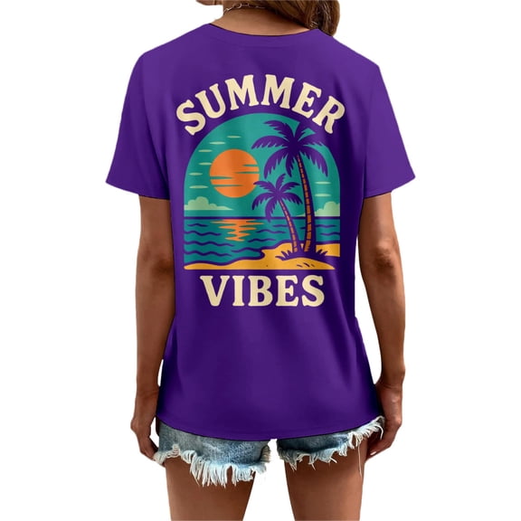 adaychics Womens Hawaiian Tshirt Palm Tree Crewneck Trendy Graphic Tees Tropical Casual Clothes Short Sleeve Everyday Wear