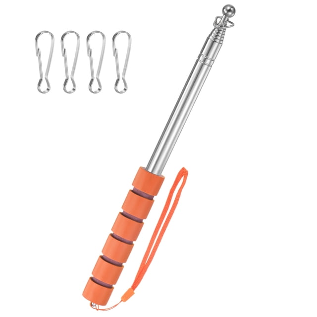 Uxcell 6.56Ft/2M Telescopic Flag Pole with Clips Orange