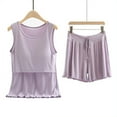 thumbnail image 4 of Postpartum Lounge Sets for Women! Audhol Women's Cotton Pyjamas Short Pyjama Set Sleeveless Shirt Function Maternity Pyjamas Short Sleepwear for Pregnancy Maternity Pajamas for Women Purple 2XL, 4 of 9