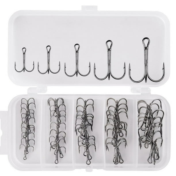 Pesca Agudos Gancho Pescado 50 Piezas Acero Carbono Cuchara Súper Afilada Curva Redonda para Lubina Dulce Salada