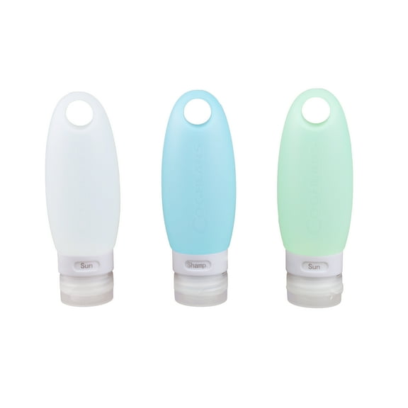 Coghlan's Refillable Travel Bottles 3-Pack, Silicone, Multi-Color, BPA-Free, TSA Approved 3 oz (89ml) Size