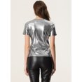 thumbnail image 3 of Disfraz de navidad Top Multicolor Brillante Metálica Para Mujer Color Color Plata Oscuro S, 3 of 5