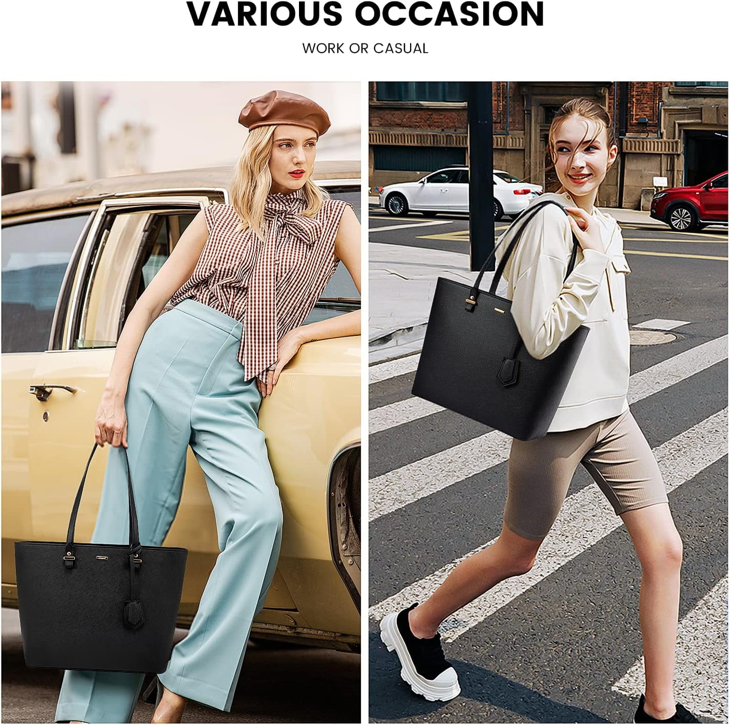 Lovevook Purses and Handbags for Women, Fashion Tote Satchel Shoulder Bag,Top Handle Satchel Bags Purse Set- 3pcs & Black