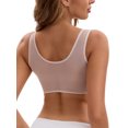 thumbnail image 3 of INSPIRE CHIC Women's Deep V Neck Lace Sheer Front Closure Wirefree Tank Back Training Plunge Bras XL Beige, 3 of 4