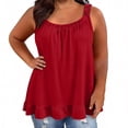 thumbnail image 6 of AherBiu Plus Size Tank Tops for Women Sleeveless Elastic Strap Scoop Neck Ruffle Peplum Summer Dressy Casual Blouse, 6 of 9