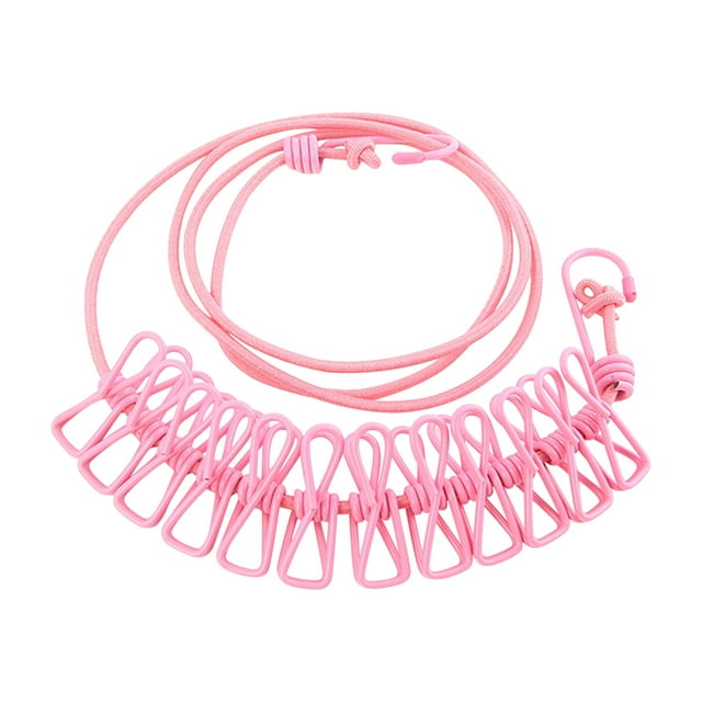 Pompotops Outdoor Camping Travel Home Retractable Clothesline With Clips Clothesline Portable Windproof Non-slip Drying Rope 12 Clips Clearance