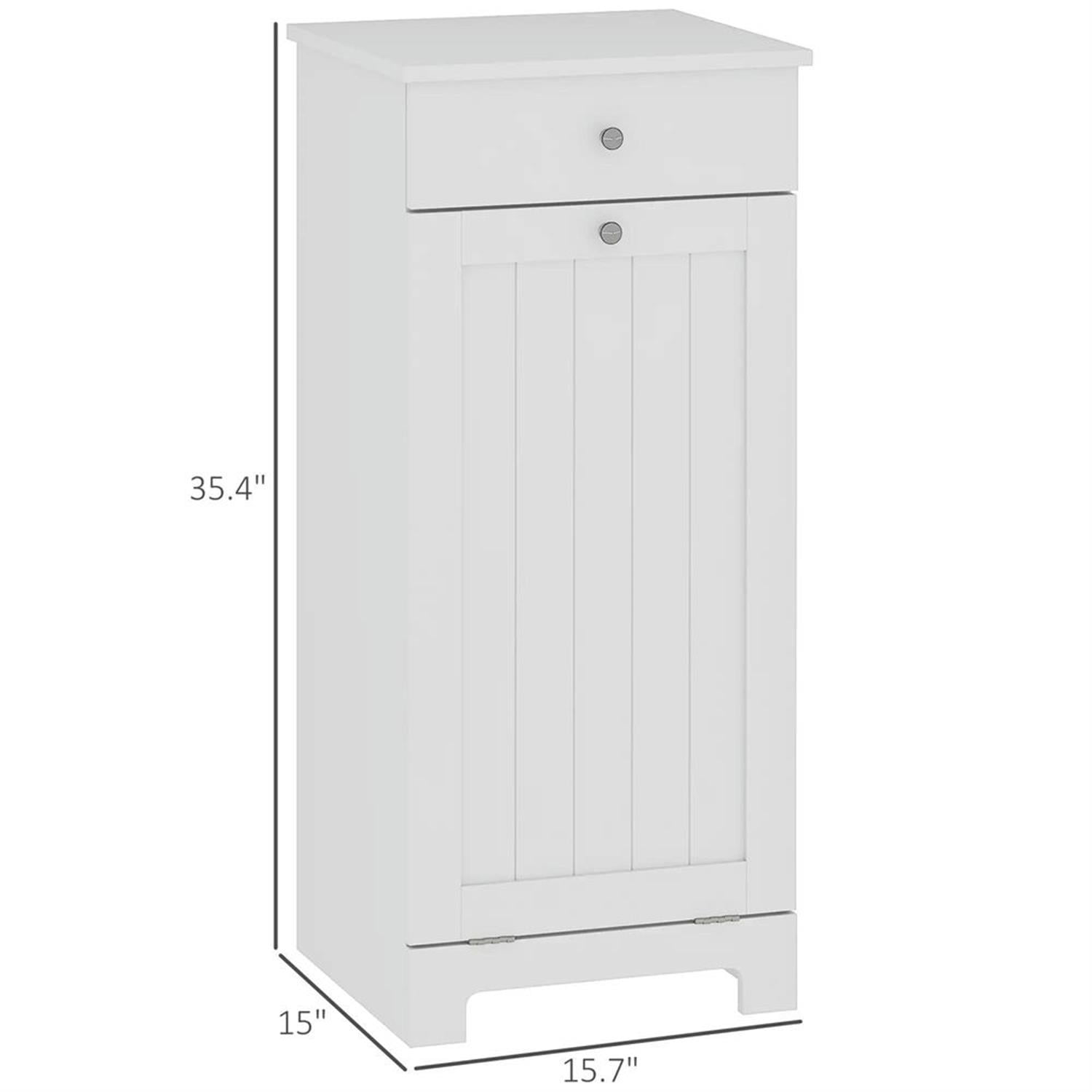 Demi Bonn 35" Bathroom Storage Cabinet with Tilt-Out Trash, Laundry Cabinet with Tilt Out Laundry Basket and Drawer for Kitchen, Living Room, White