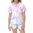 thumbnail image 2 of Ensemble de Pyjama Élégant pour Filles avec Col à Revers Imprimé, Haut à Manches Courtes et Short, pour des Nuits Confortables, 2 of 6