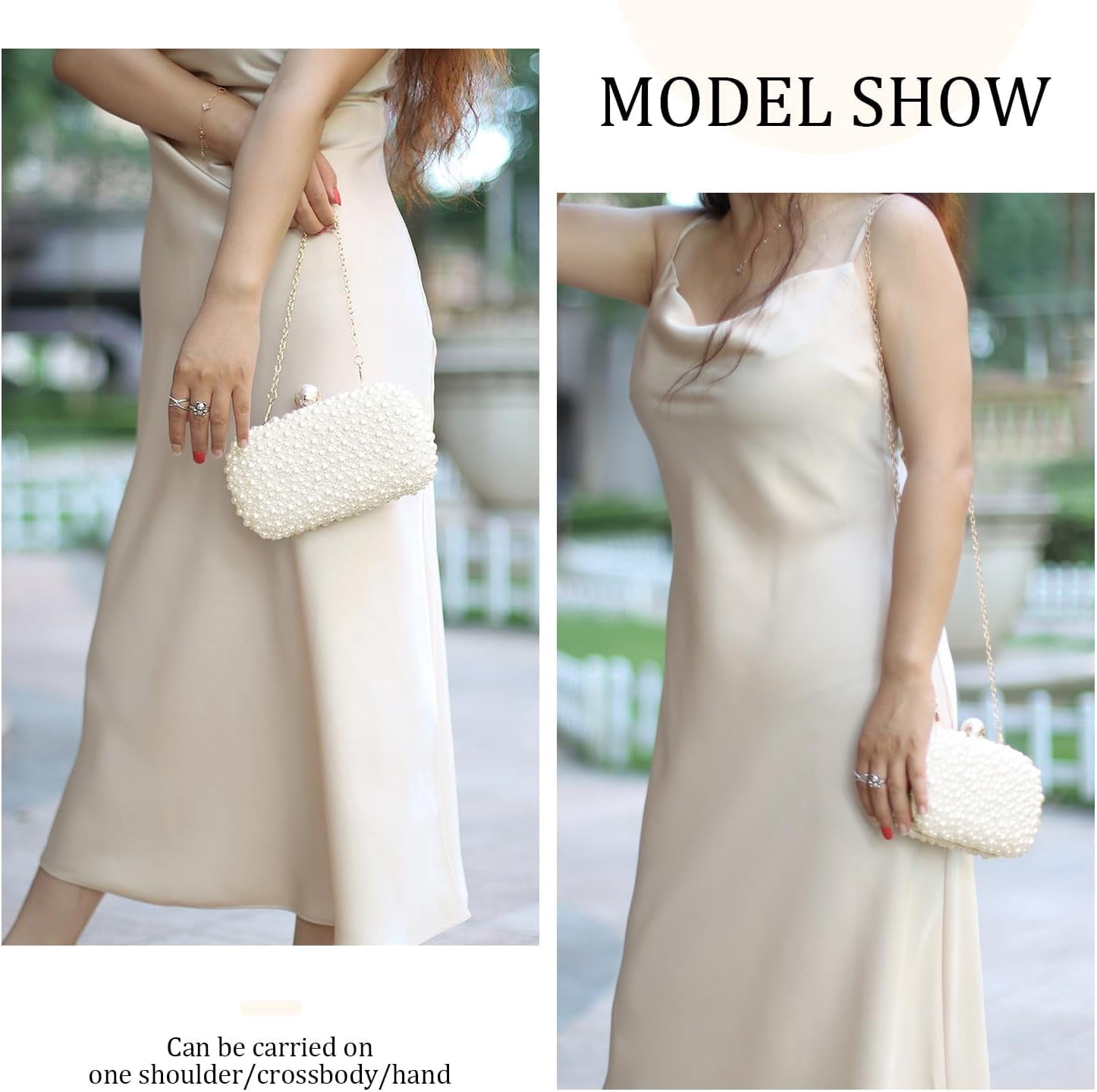White Pearl Clutch Purses for Women Wedding Bride Pearl Evening Bag Party Clutch Wallet Tote Handbag