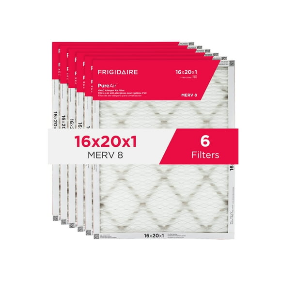 Frigidaire PureAir® 20x25x1 MERV 8 Allergen Electrostatic Pleated Air Conditioner HVAC AC Furnace Filters - 6 Pack (exact dimensions 15.81 X 19.81 X 0.81)