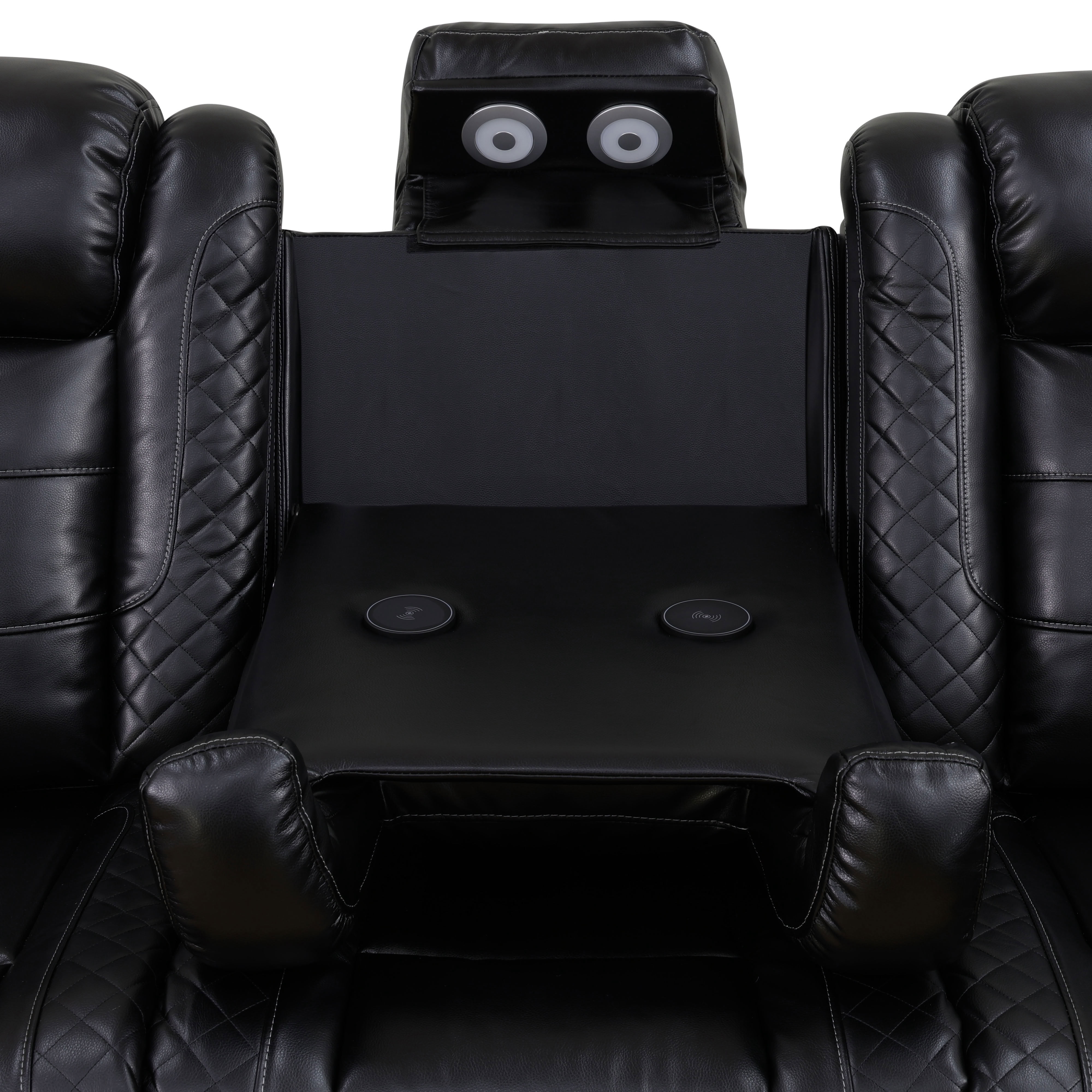 MAYEERTY 6-Seater Sectional Recliner Sofa Set, Leather Reclining Couch with Wireless Charging, LED & Storage for Living Room, Home Theater
