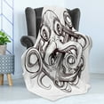thumbnail image 4 of Anchor Soft Flannel Fleece Blanket, Monochrome Octopus Tattoo Art Style Naval Sketch Mythical Kraken Beast Design, Cozy Plush for Indoor and Outdoor Use, 50" x 60", Brown and White, by Ambesonne, 4 of 5