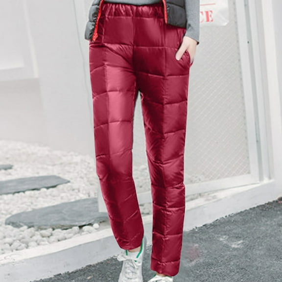 AGWOLF Snow Pants Womens Winter Warm Windproof Outdoor Ski Pants Padded Loose Ultralight Trousers