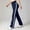Navy, variant on Women's High Waisted Flared Yoga Pants Side Stripe Wide Leg Workout Trousers for Gym & Casual Wear