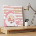 thumbnail image 4 of Ships Next Day Canvas Wall Art 10"x10", Pink Santa Christmas Wood Framed Canvas Print Painting, Snowflake Xmas Pink Striped Ready to Hang Small Picture Wall Decor for Home Kitchen Nursery Office, 4 of 9