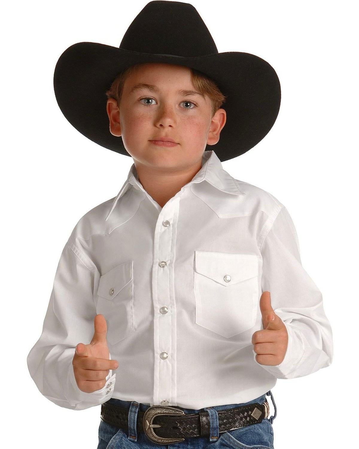 Wrangler Apparel Boys  Long Sleeve  Snap Shirt XXL White