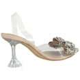 thumbnail image 3 of Berness Women’s Clear Heels – Transparent PVC Strap Rhinestone Bow Pointed Toe Pumps, Kitten Heel Slip-On Mule Formal Dress Shoes for Wedding Party Evening NINA05 Nude Beige 8.5, 3 of 5