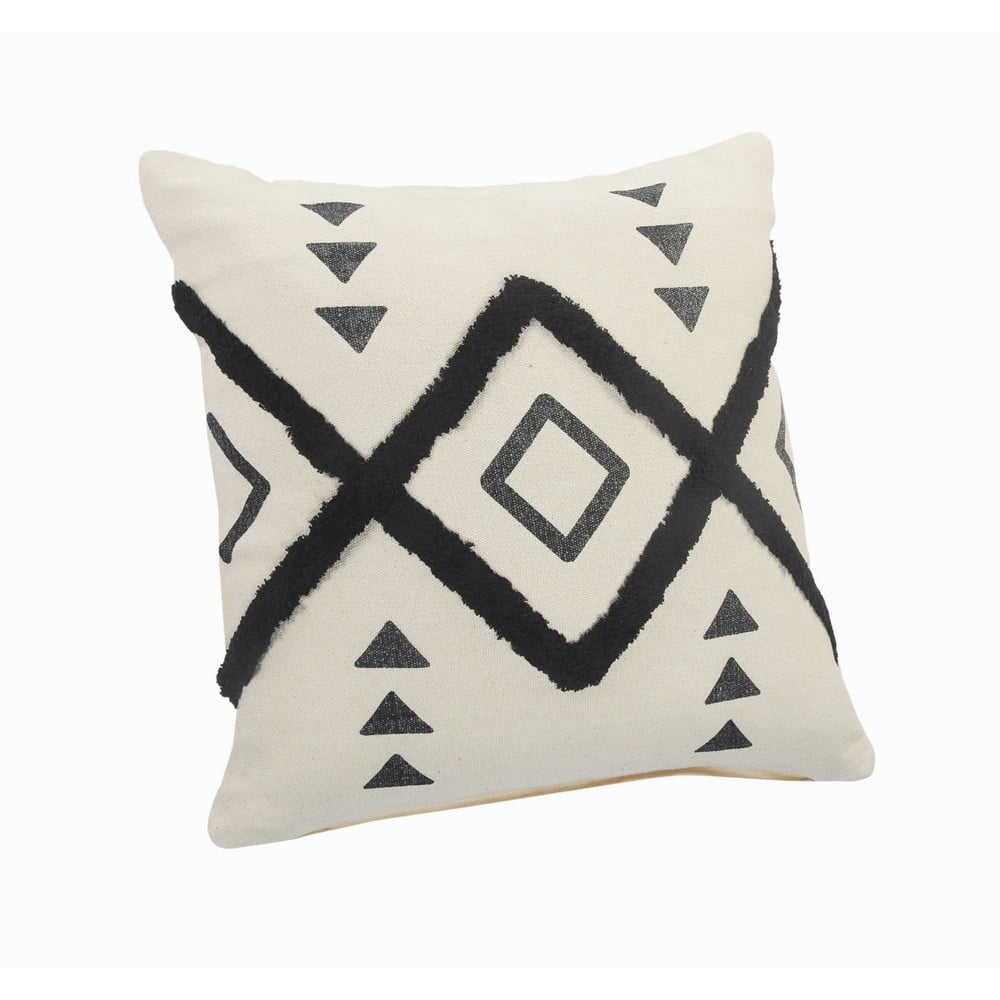Ox Bay 20" x 20" Hand-Woven Cream/ Black Tribal Organic Cotton Pillow Cover