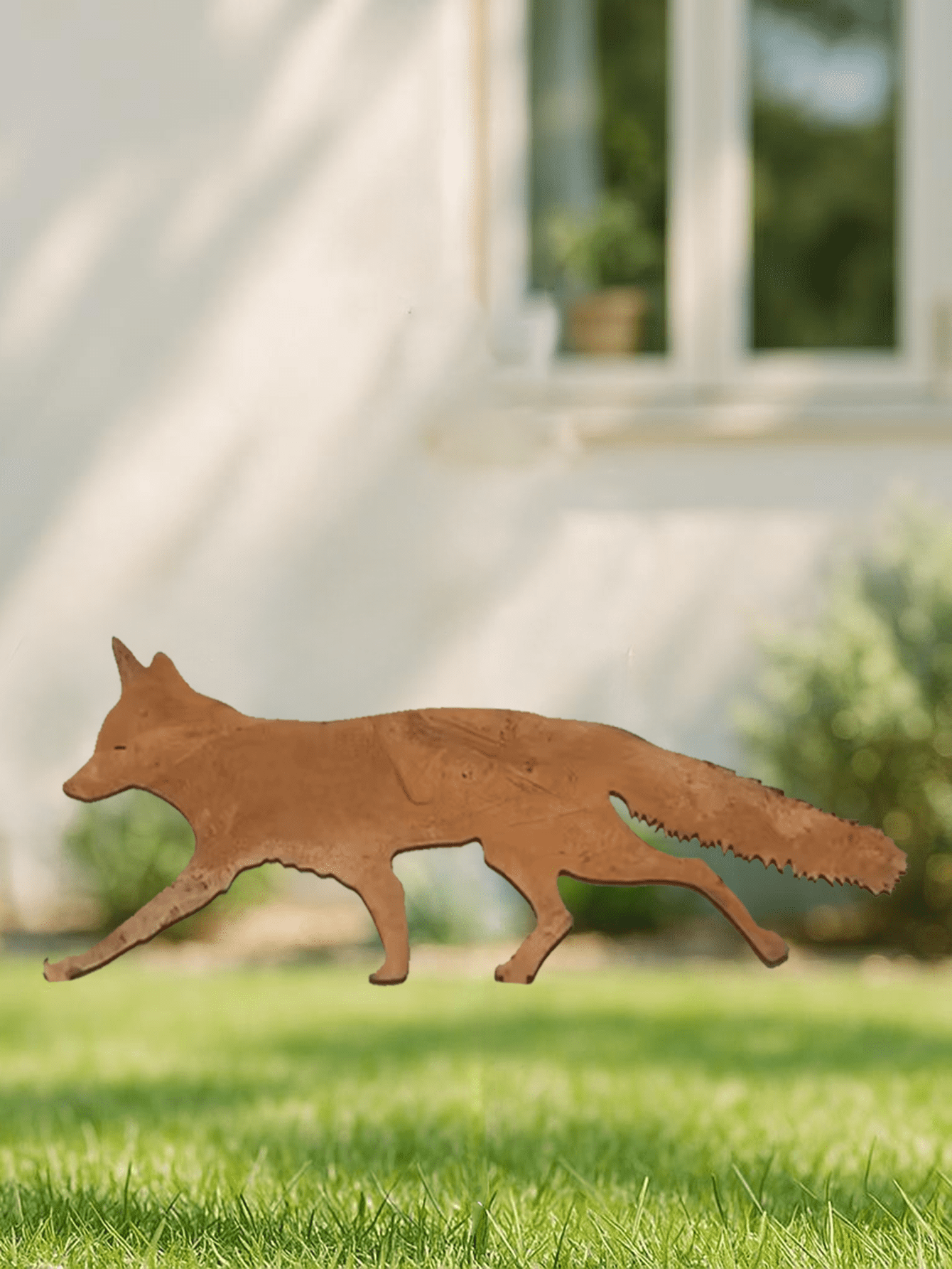 Rustic Metal Garden Stake, Halloween Fox Decor, Charming Outdoor Statue & Wall Sculpture for Yard Enhancement, Unique Rustic Metal Art