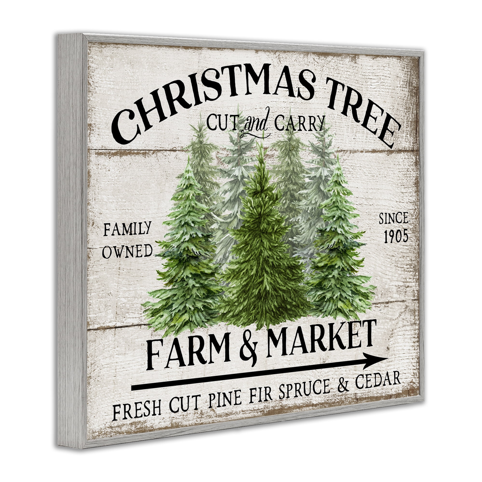Stupell Industries Farm & Market Christmas Holiday Painting Gray Framed Art Prints Wall Art, 14 x 11