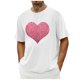 thumbnail image 1 of Tops para hombre, blusas y camisas de cuello redondo y manga corta para hombre. Camiseta/camisa informal de cuello redondo y manga corta con estampado de corazones para hombre. Tops de poliéster para, 1 of 4
