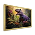 thumbnail image 2 of Designart "Jungle Scene with Prehistoric Dinosaurs" Animals Framed Wall Art Decor - Modern Purple Dinosaur Living Room Framed Canvas Art, 2 of 6