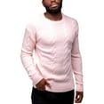 thumbnail image 3 of X RAY JEANS Mens Cable Knit Crewneck Pullover Sweater, Rosewater, M, 3 of 6