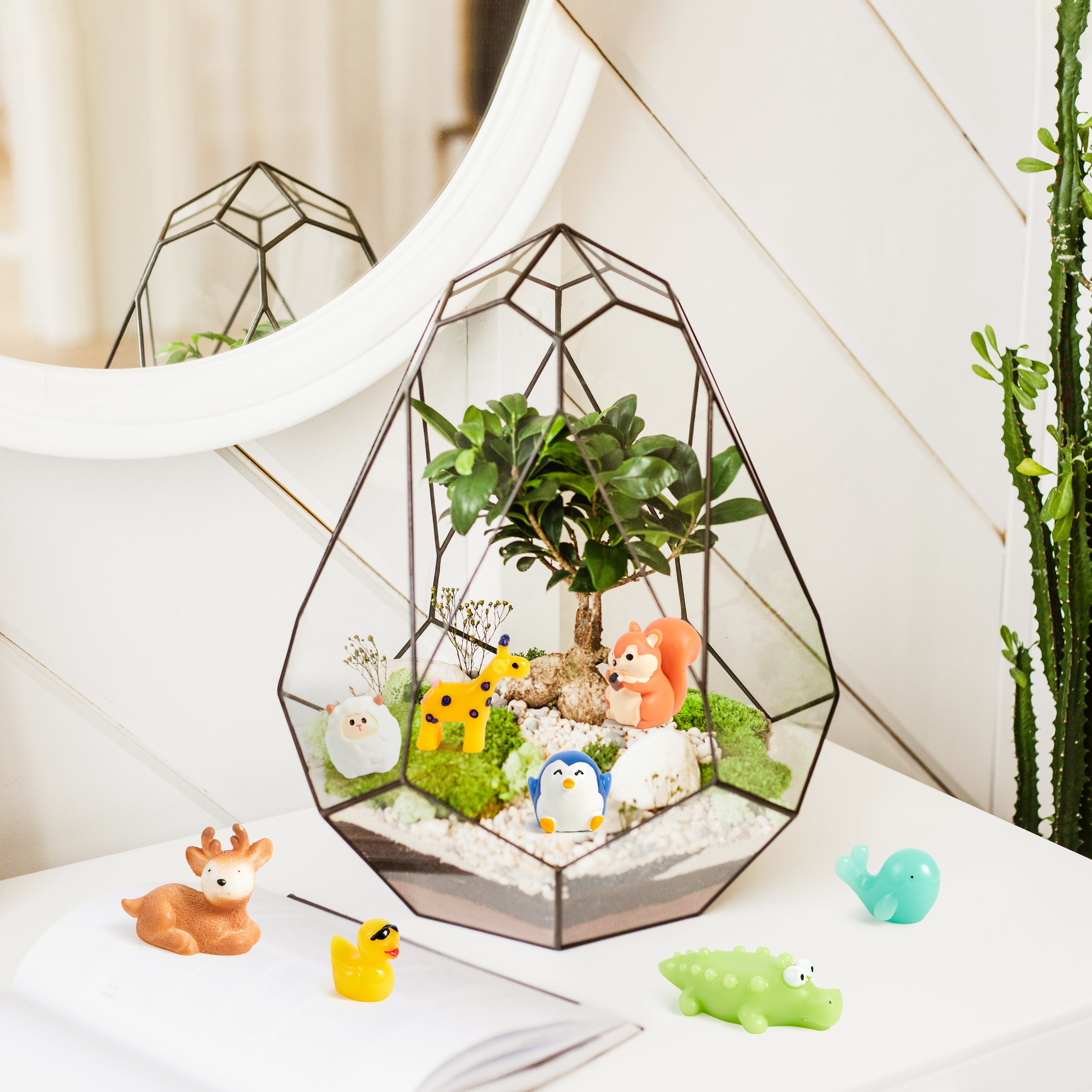Joyfy 50 Pcs Mini Resin Animals Tiny Figures to Hide, Cute Miniature Figurines for Fairy Garden Accessories, Slime Charms & Party Favors Stuffers, Dollhouse Accessories