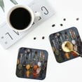 thumbnail image 5 of Balery 4 Pcs Various Herbs And Spices In Spoonsleather Coasters Set, Drink Table Cup Coasters For Living Room Kitchen Coffee Decor, 5 of 9