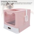 thumbnail image 3 of Cat Litter Box with Scoop, Removal Enclosed Cat Litter Box with Tainless Steel Drawer Style Design, Front Entry Top Exit Cat Litter Box, Foldable Cat Toilet, 3 of 7