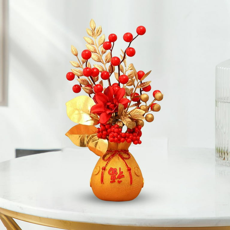 Chinese Flower Basket Ornament Decor Floral Arrangements Photo Props  Artificial Potted Flower for Wedding, Home, Farmhouse, Office, Hotel ,  Style B