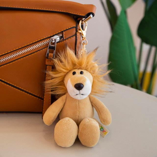 LLavero de peluche de animales de dibujos animados, juguetes suaves de peluche, bolsa de teléfono, mochila, llaves de coche, decoración colgante, León, mono, Tigre, Panda, muñecas de juguete