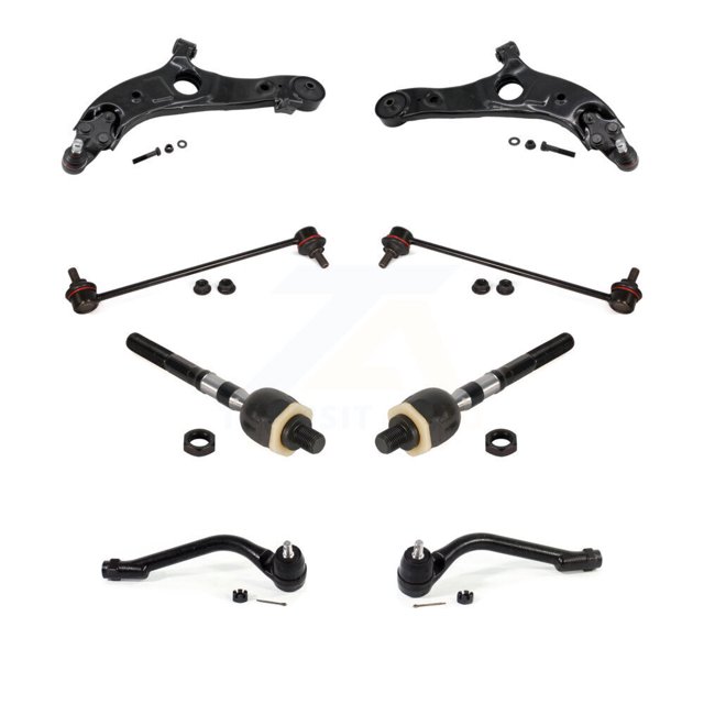 TOR Front Suspension Control Arm and Ball Joint Assembly Steering Tie Rod End Stabilizer Bar Link Kit (8Pc) for Car Hyundai Santa Fe Sport Kia Sorento - Left Right Side (Driver Passenger) KTR-104474