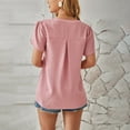 thumbnail image 4 of Mittory Women Summer V Neck Ruffle Short Sleeve Blouse Polka Dots Flowy Shirt Tunic Top, 4 of 5