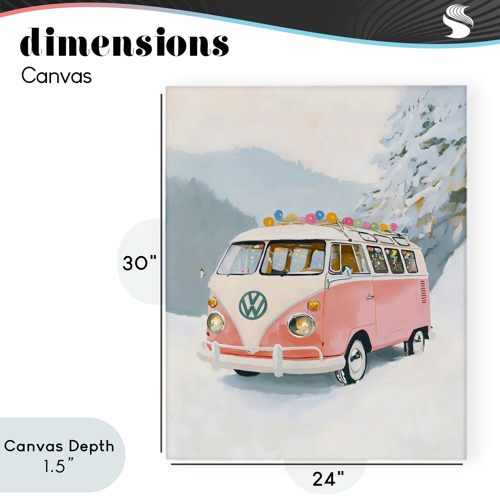 Stupell Industries Pink Christmas Van in Snow Canvas Wall Art, design by The Prints Vibe