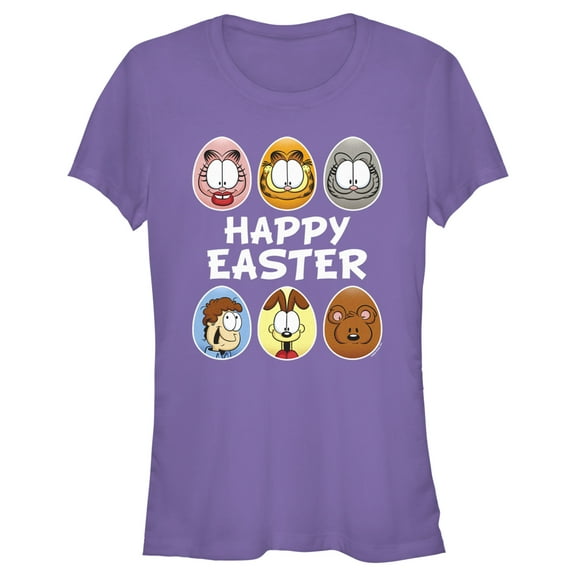 Junior's Garfield Happy Easter Egg Portraits  Graphic T-Shirt