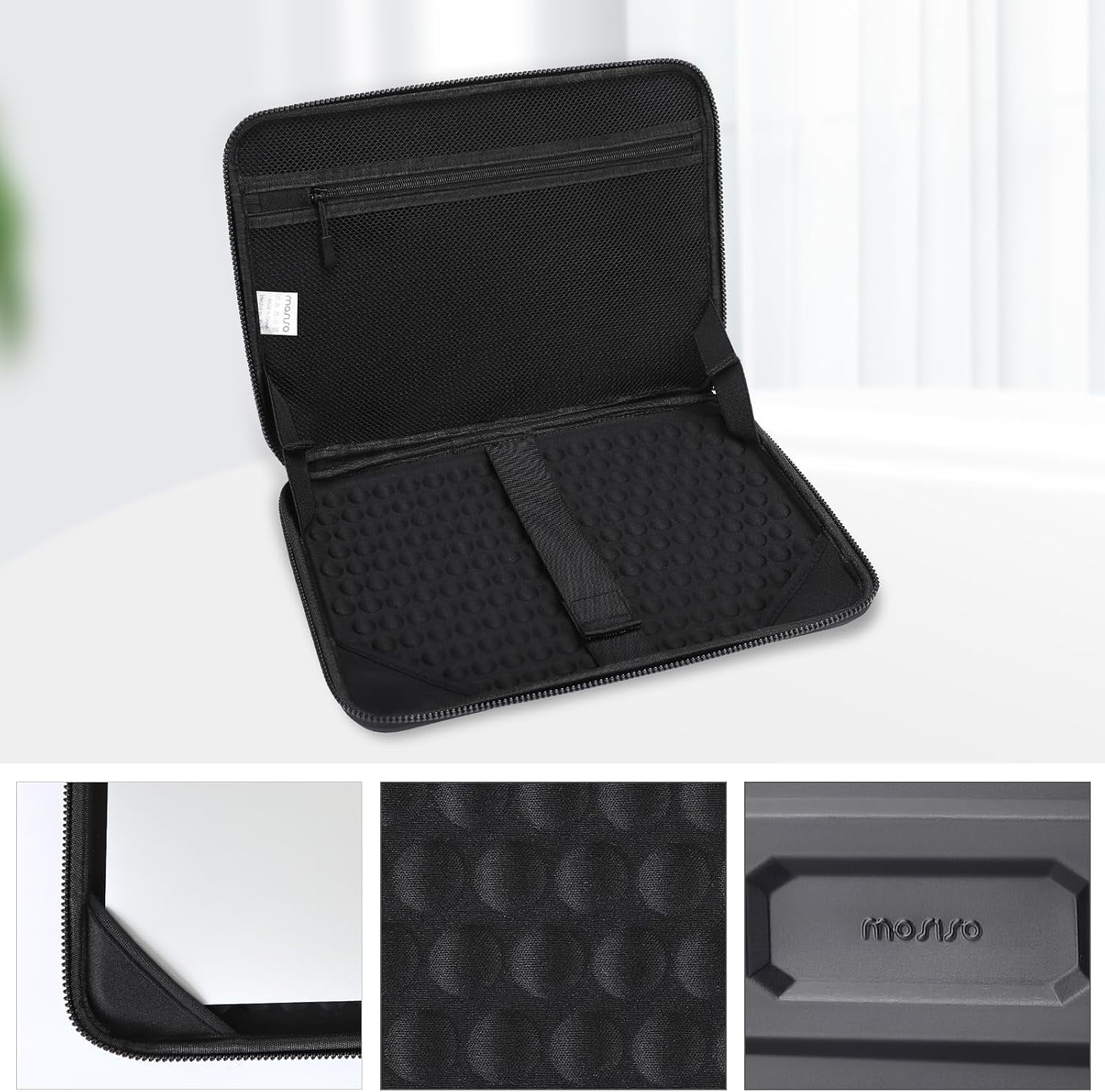 MOSISO 15-16 inch Laptop Hard Case, 15.6 inch Waterproof Shockproof Computer Bag Compatible with MacBook HP Dell, Mechanical Geometric EVA Carrying Sleeve Laptop Case Hard Shell with Handle