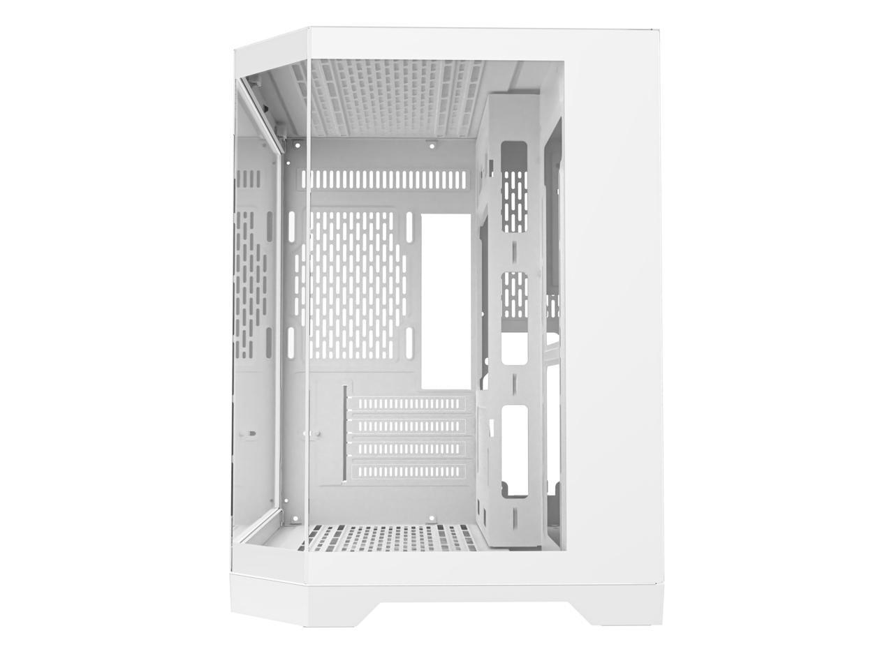DIYPC DIY-CUBE03-W White Dual USB3.0 Tempered Glass Micro ATX Gaming Computer Case w/ 3 x Tempered Glass Panel