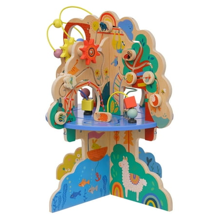UPC: 0011964509768 | Manhattan Toy Playground Adventure Wooden Toddler Activity Center with Gliders Abacus Track Spinners Spring Toys and Bead Runs