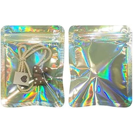 Custom Printed Colorful Hologram Holographic Laser Rainbow and Transparen Edibles Mylar Bags (7.5x10cm, Gold Laser)