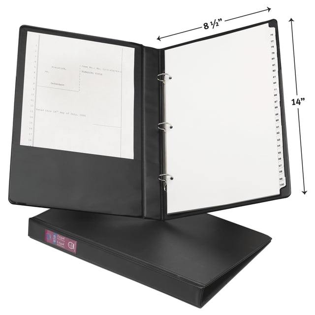 AVERY Legal Sized Binder, 1" Round Rings, Black, 2 Pockets, 175 Sheet Capacity (06400)