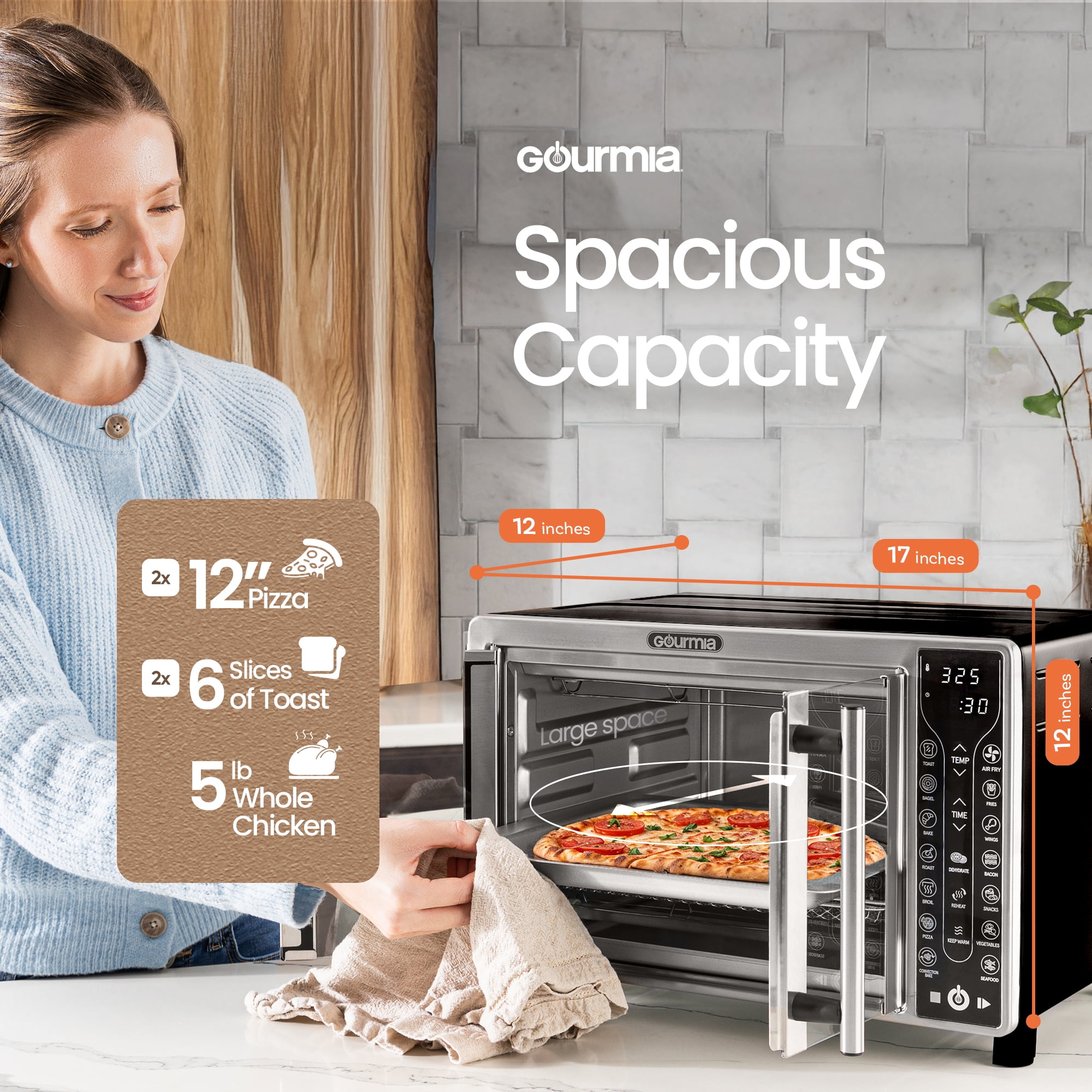 Gourmia 17 In Digital Air Fryer Gourmia 24L Air Fryer Toaster