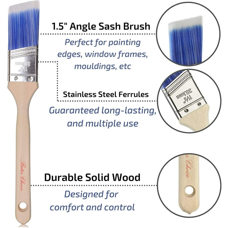 Bates Paint Brushes- 2 Pack, Premium Paintbrush, Treated Wood Handle, Paint Brush,  Paint Brushes Set, Professional Brush Set, House Paint Brush - Bates Choice