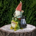 thumbnail image 2 of LED Solar Lighted Gnome and Frog Outdoor Garden Statue - 12.5", 2 of 6